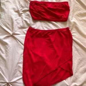 Red Fashion nova 2 piece skirt set